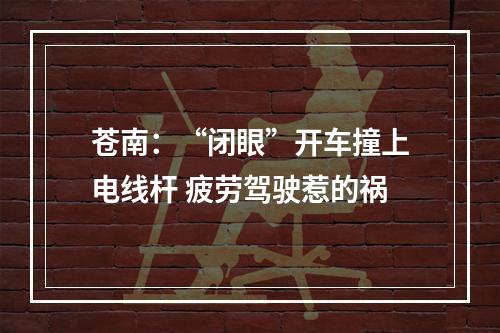 苍南：“闭眼”开车撞上电线杆 疲劳驾驶惹的祸