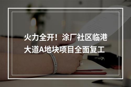 火力全开！涂厂社区临港大道A地块项目全面复工