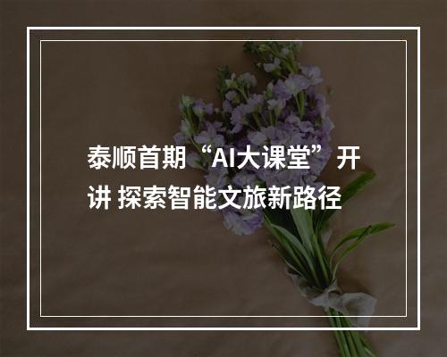 泰顺首期“AI大课堂”开讲 探索智能文旅新路径