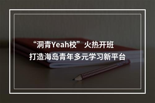 “洞青Yeah校”火热开班 打造海岛青年多元学习新平台