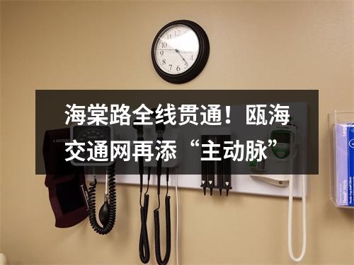 海棠路全线贯通！瓯海交通网再添“主动脉”