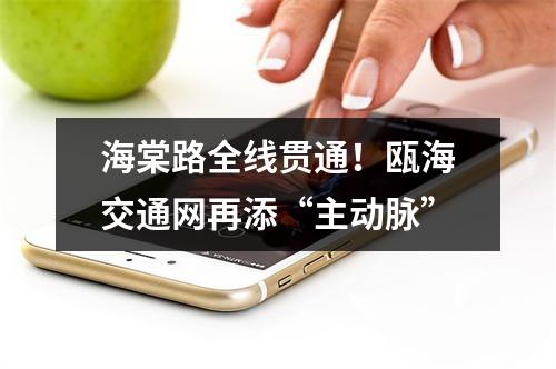 海棠路全线贯通！瓯海交通网再添“主动脉”