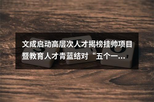 文成启动高层次人才揭榜挂帅项目暨教育人才青蓝结对“五个一”行动
