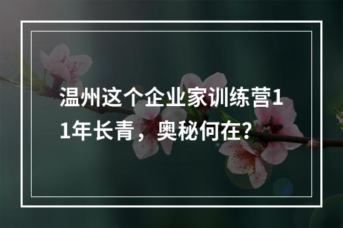 温州这个企业家训练营11年长青，奥秘何在？