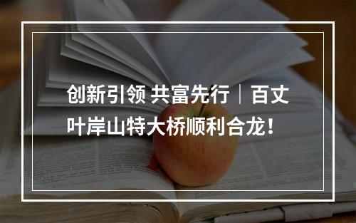 创新引领 共富先行｜百丈叶岸山特大桥顺利合龙！