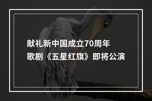 献礼新中国成立70周年 歌剧《五星红旗》即将公演