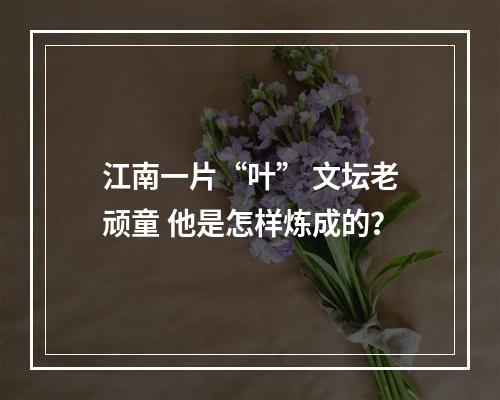 江南一片“叶” 文坛老顽童 他是怎样炼成的？