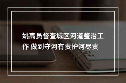 姚高员督查城区河道整治工作 做到守河有责护河尽责