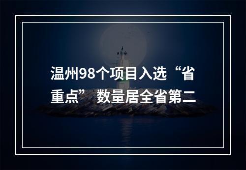 温州98个项目入选“省重点” 数量居全省第二