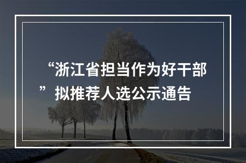 “浙江省担当作为好干部”拟推荐人选公示通告