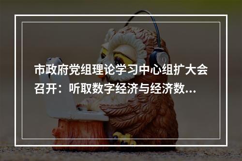 市政府党组理论学习中心组扩大会召开：听取数字经济与经济数字化转型主题讲座