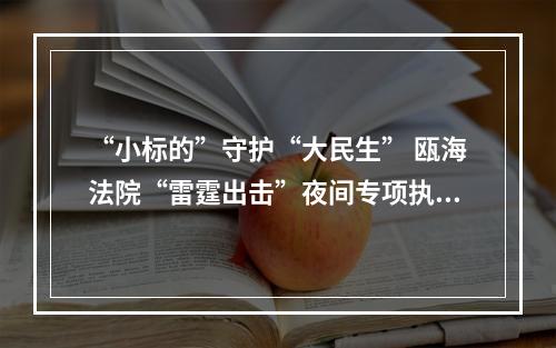 “小标的”守护“大民生” 瓯海法院“雷霆出击”夜间专项执行行动执行和解66余万元