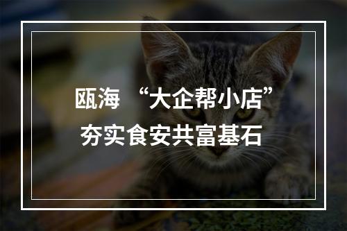 瓯海 “大企帮小店” 夯实食安共富基石
