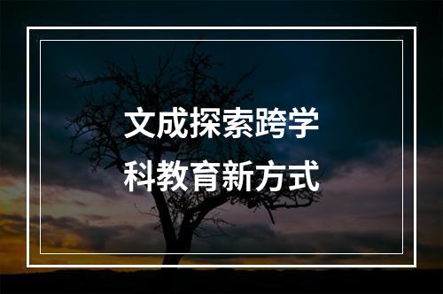 文成探索跨学科教育新方式