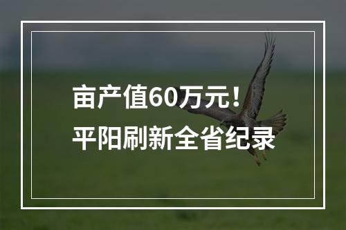 亩产值60万元！平阳刷新全省纪录