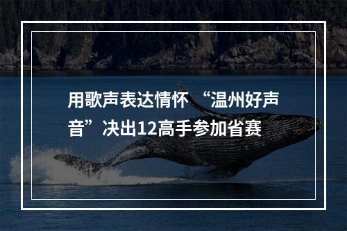用歌声表达情怀 “温州好声音”决出12高手参加省赛