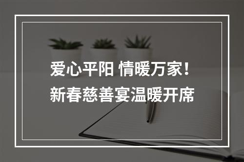 爱心平阳 情暖万家！新春慈善宴温暖开席