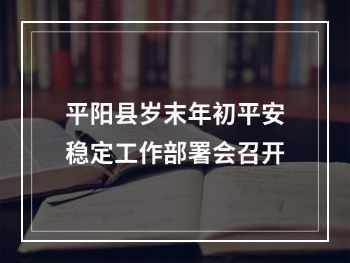 平阳县岁末年初平安稳定工作部署会召开