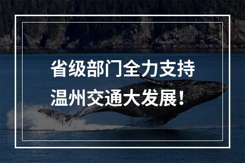 省级部门全力支持温州交通大发展！
