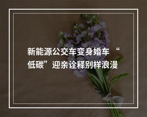 新能源公交车变身婚车 “低碳”迎亲诠释别样浪漫