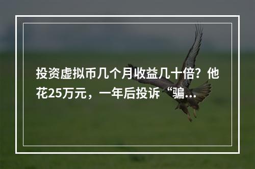 投资虚拟币几个月收益几十倍？他花25万元，一年后投诉“骗局”
