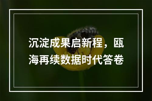 沉淀成果启新程，瓯海再续数据时代答卷