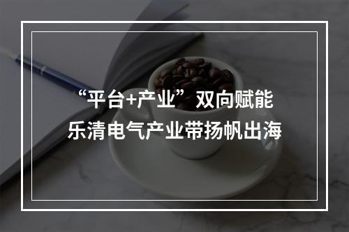 “平台+产业”双向赋能 乐清电气产业带扬帆出海