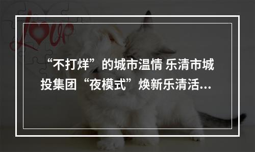 “不打烊”的城市温情 乐清市城投集团“夜模式”焕新乐清活力