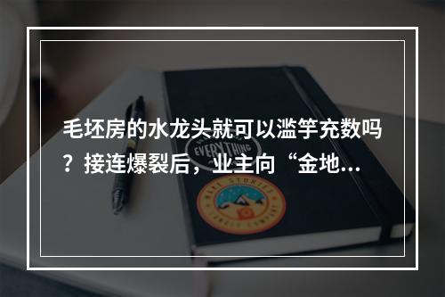 毛坯房的水龙头就可以滥竽充数吗？接连爆裂后，业主向“金地集团”发出灵魂 ...