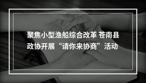 聚焦小型渔船综合改革 苍南县政协开展“请你来协商”活动