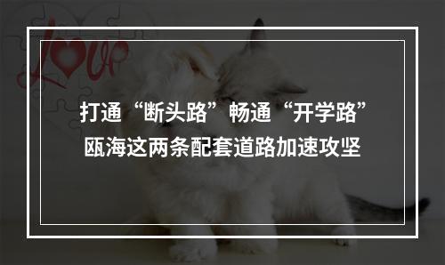 打通“断头路”畅通“开学路” 瓯海这两条配套道路加速攻坚