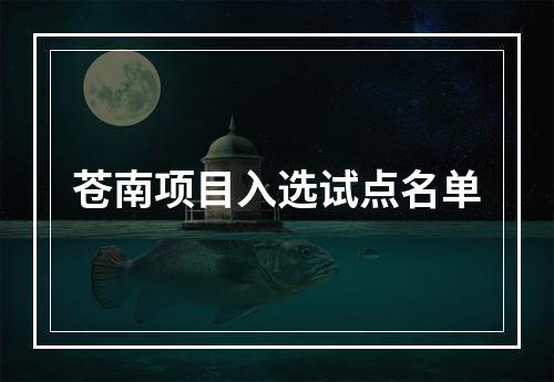 苍南项目入选试点名单