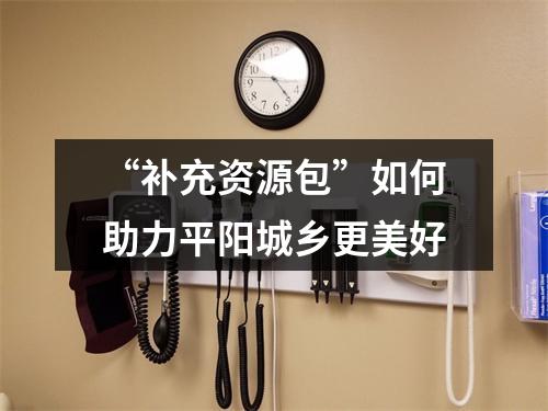 “补充资源包”如何助力平阳城乡更美好