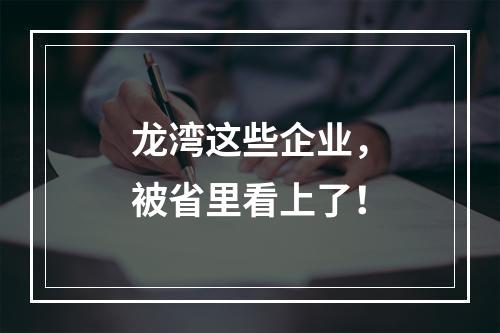 龙湾这些企业，被省里看上了！