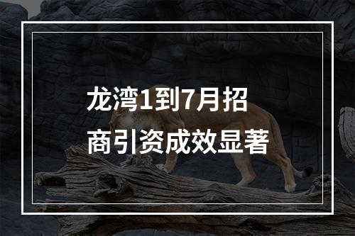 龙湾1到7月招商引资成效显著