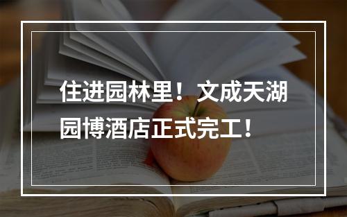 住进园林里！文成天湖园博酒店正式完工！