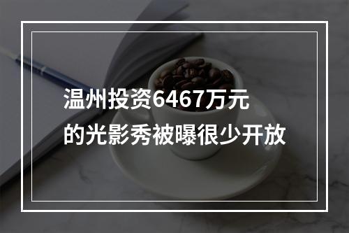 温州投资6467万元的光影秀被曝很少开放