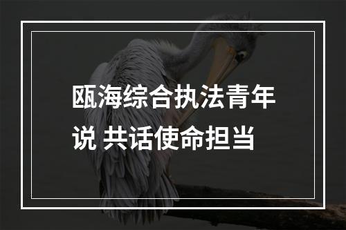 瓯海综合执法青年说 共话使命担当
