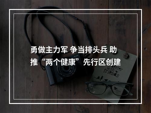 勇做主力军 争当排头兵 助推“两个健康”先行区创建