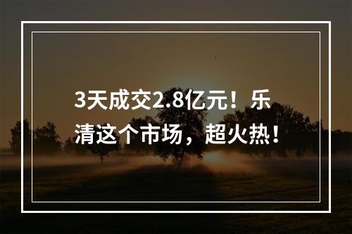 3天成交2.8亿元！乐清这个市场，超火热！