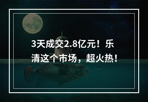 3天成交2.8亿元！乐清这个市场，超火热！
