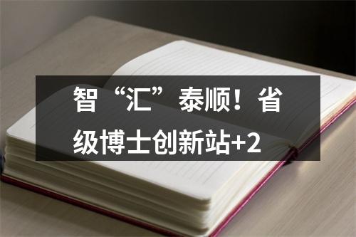 智“汇”泰顺！省级博士创新站+2