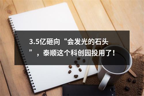 3.5亿砸向“会发光的石头”，泰顺这个科创园投用了！