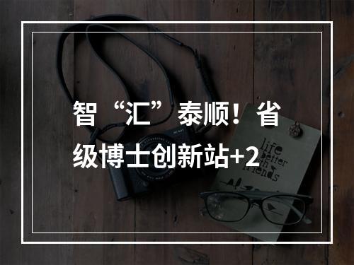 智“汇”泰顺！省级博士创新站+2