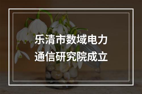 乐清市数域电力通信研究院成立
