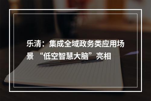 乐清：集成全域政务类应用场景 “低空智慧大脑”亮相