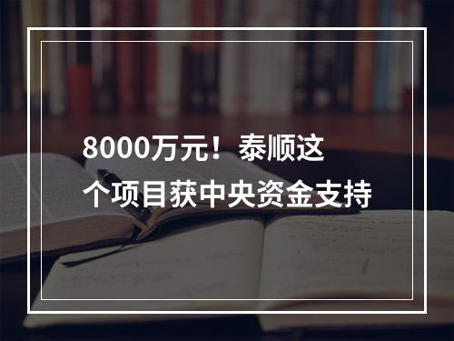 8000万元！泰顺这个项目获中央资金支持