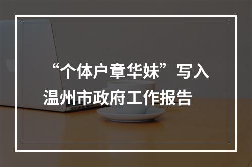 “个体户章华妹”写入温州市政府工作报告