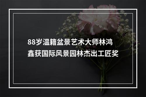 88岁温籍盆景艺术大师林鸿鑫获国际风景园林杰出工匠奖