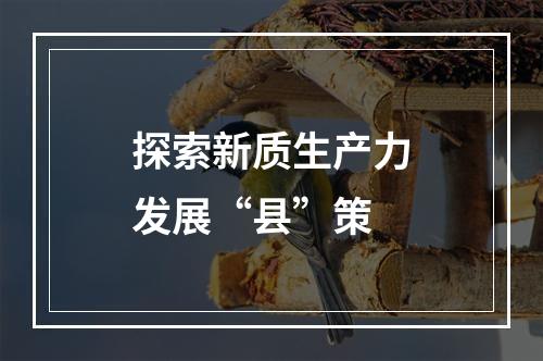 探索新质生产力发展“县”策